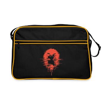 Drumset Silhouette Schlagzeug mit Spiegelung - Retro Tasche - Schwarz/Gold - Vorne
