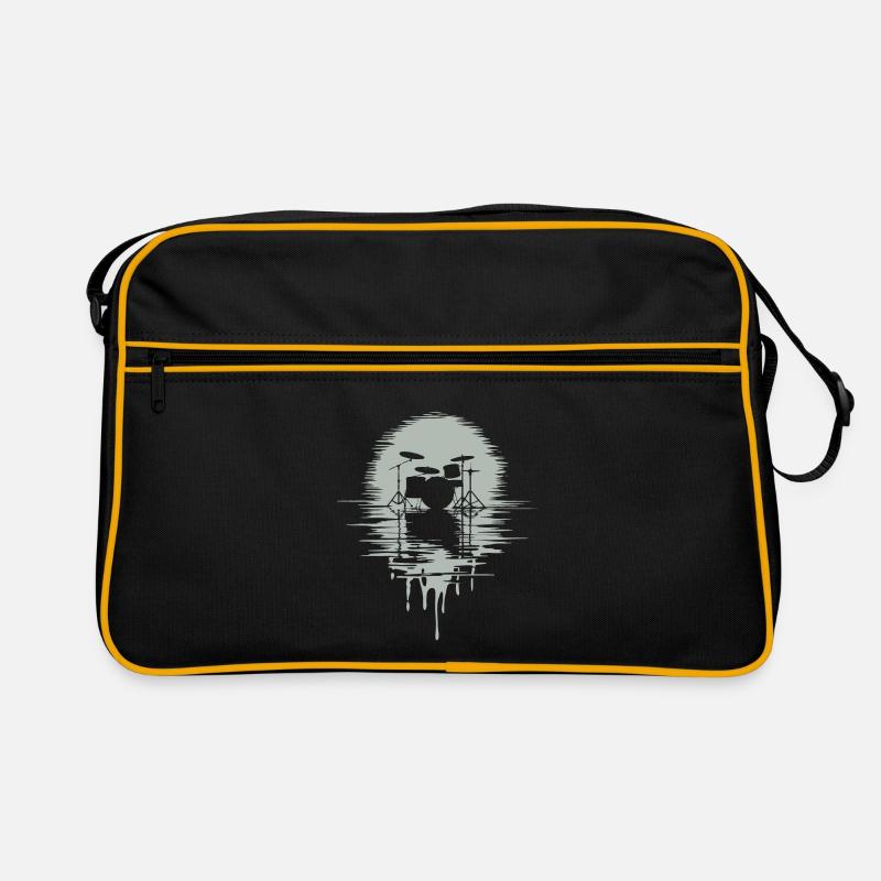 Drumset Silhouette Drums with Reflection Retro Bag