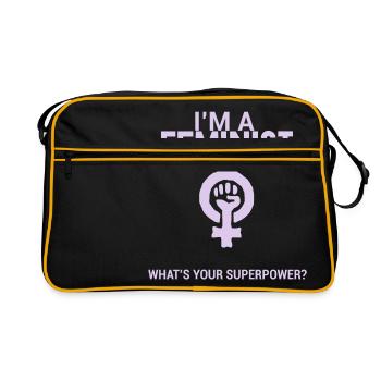 Je suis une féministe, quel est votre super pouvoir? - Sac Retro - noir/or - Devant
