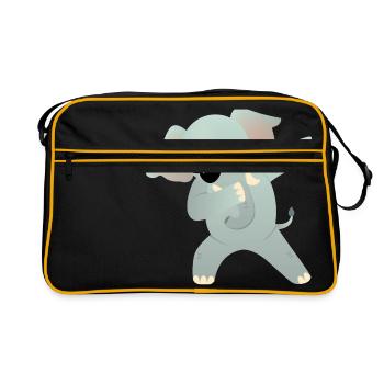 Dabbing Elephant With Sunglasses - Cool Gift - Retro Tasche - Schwarz/Gold - Vorne