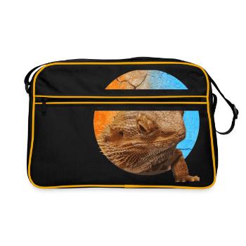 Bart agame lieben es trocken und heiß - Retro Tasche - Schwarz/Gold - Vorne