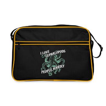 J’adore les céphalopodes pieuvres, les humains à peine - Sac Retro - noir/or - Devant