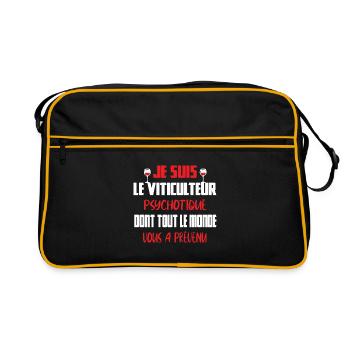 Je suis le viticulteur psychotique t-shirt homme - Sac Retro - noir/or - Devant