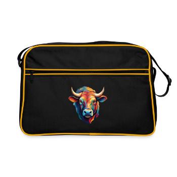 Tête de vache moderne - Sac Retro - noir/or - Devant