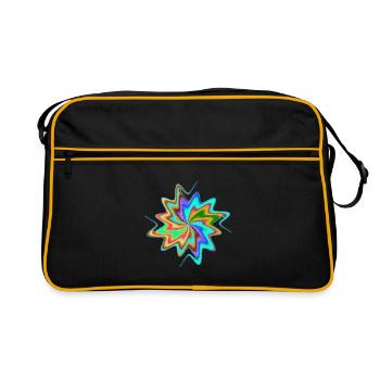 Regenbogen Wirbelstern - Retro Tasche - Schwarz/Gold - Vorne