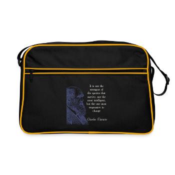 Zitieren Darwin Biologie Evolutionstheorie - Retro Tasche - Schwarz/Gold - Vorne