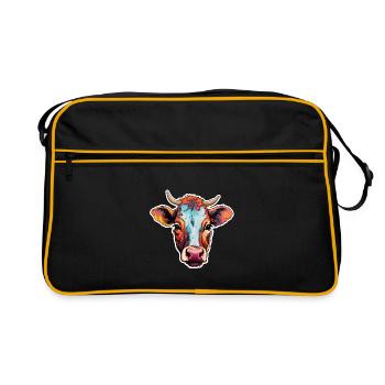 Cow's head colorful - Retro Bag - black/gold - Front