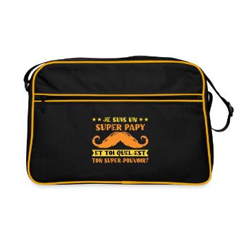 Je suis un super papy t-shirt grand-père humour - Sac Retro - noir/or - Devant