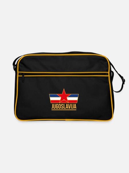 Yugoslavijo Flag Star Balkan Yugoslavia SFRJ - Retro Bag - black/gold - Front