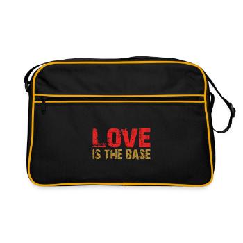Liebe ist die Basis - Liebe ist das Wichtigste - Retro Tasche - Schwarz/Gold - Vorne
