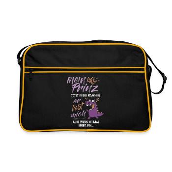 MEIN PRINZ TÖTET KEINE DRACHEN LUSTIGES GESCHENK - Retro Tasche - Schwarz/Gold - Vorne