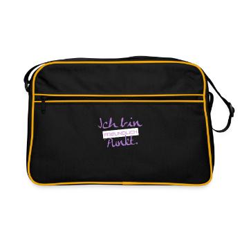 Ich bin freundlich Punkt - Retro Tasche - Schwarz/Gold - Vorne