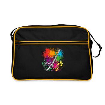 Contrebasse - éclaboussures de couleurs - Sac Retro - noir/or - Devant