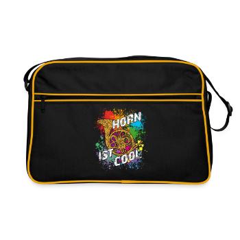 Horn ist Cool - Retro Tasche - Schwarz/Gold - Vorne