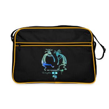 Native Americans Kokopelli Musicans - together 2 - Retro Tasche - Schwarz/Gold - Vorne