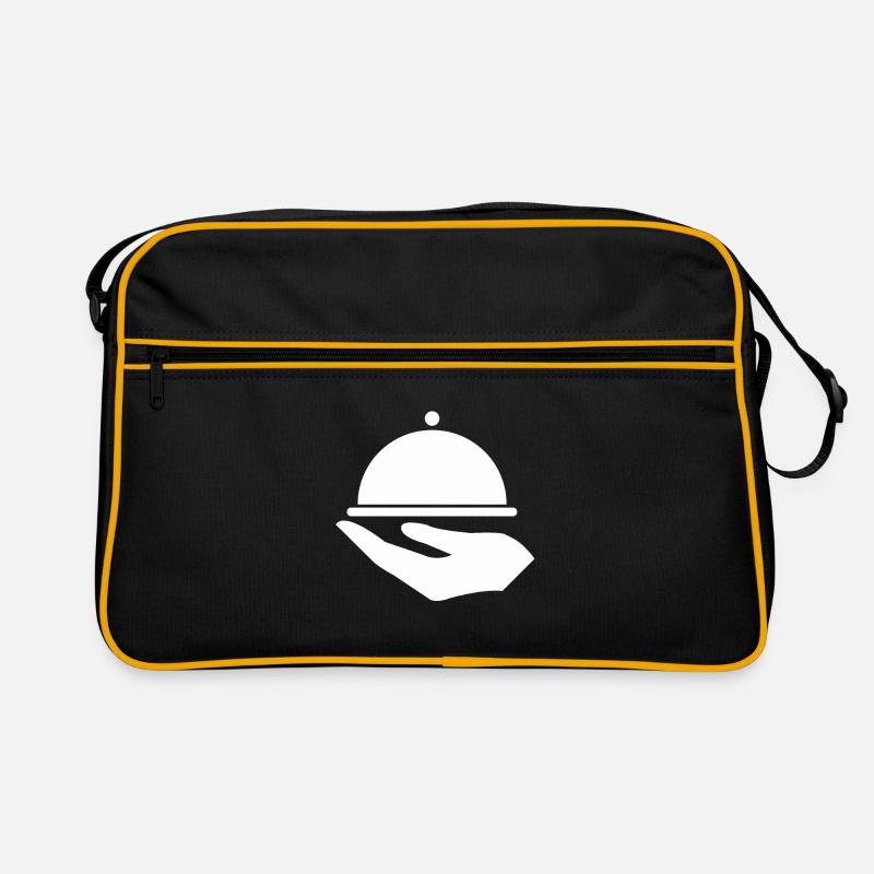 Servieren - Kellner mit Tablett - Retro Tasche - Schwarz/Gold