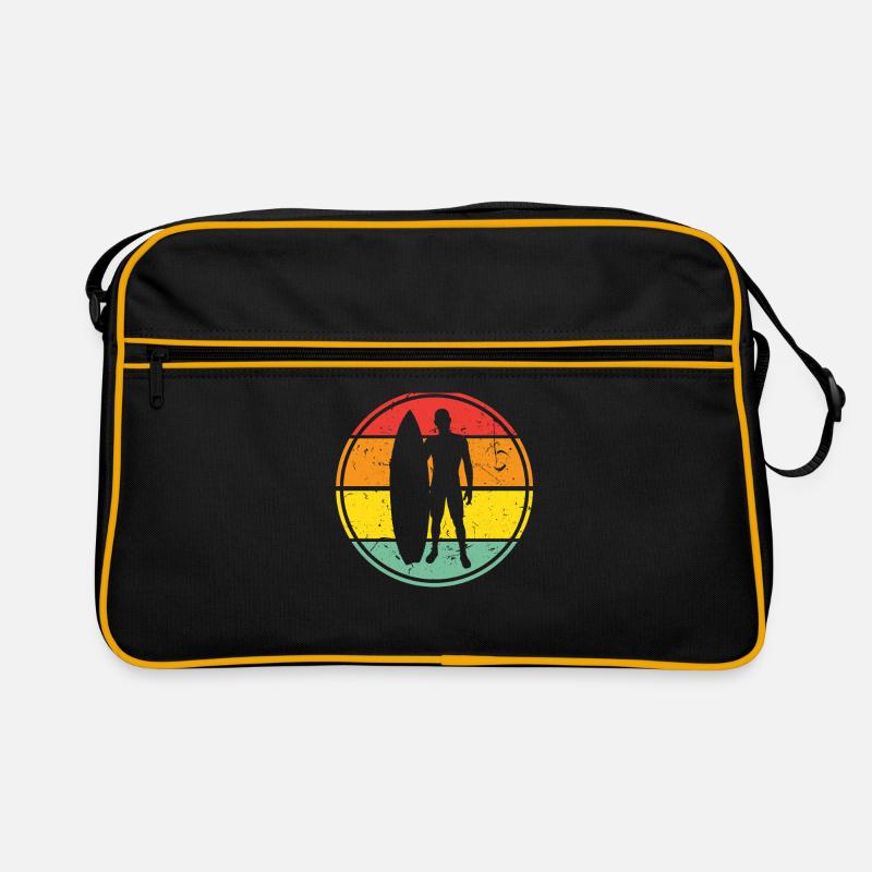 Retro Surfer Silhouette - Retro Tasche - Schwarz/Gold