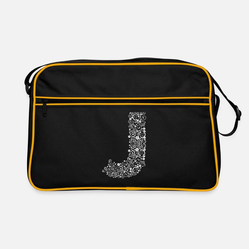 Buchstabe J - Retro Tasche - Schwarz/Gold