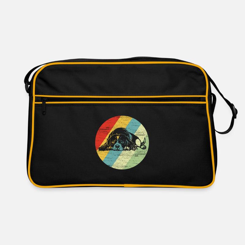 Cavalier King Charles Spaniel Retro Hunde Geschenk - Retro Tasche - Schwarz/Gold