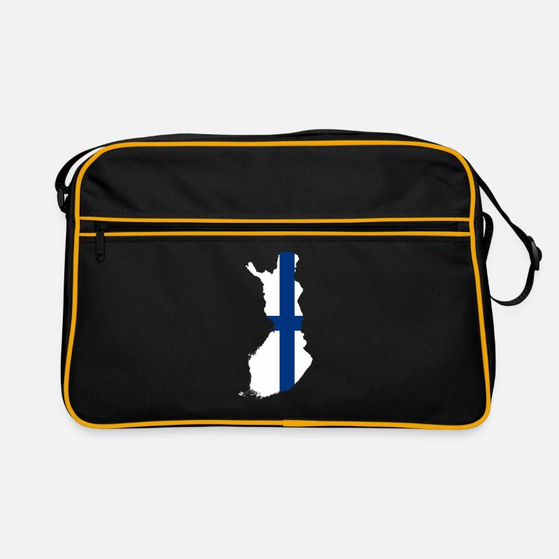 Forme du contour du pays du drapeau de la Finlande Sac Retro