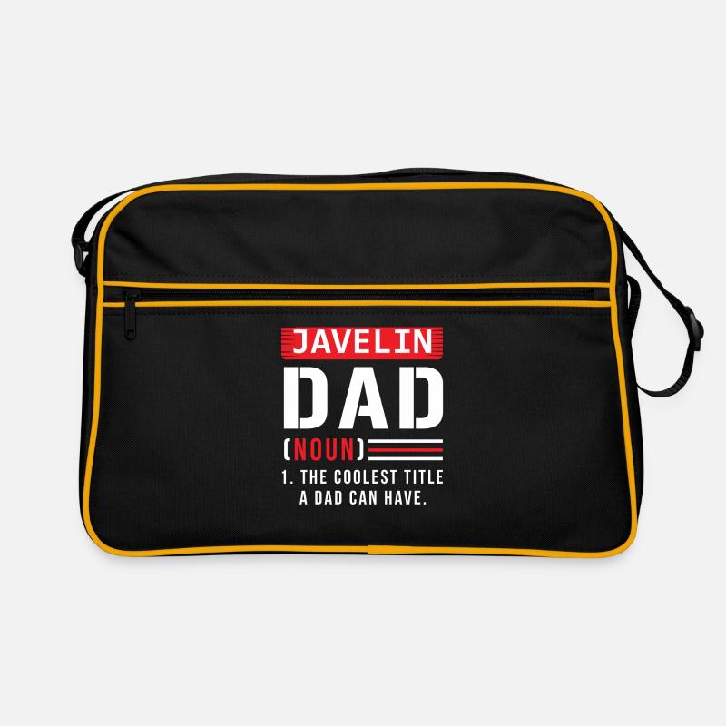 Speer Wurf Papa Vater Spruch - Retro Tasche - Schwarz/Gold