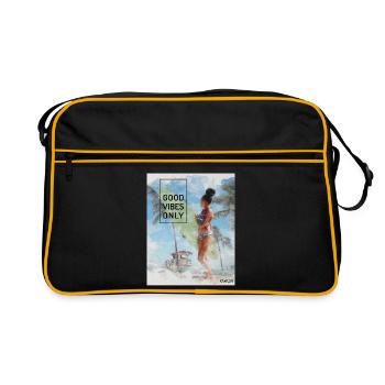 Beach Surfer Girl – Positive Vibes - Retro Bag - black/gold - Front