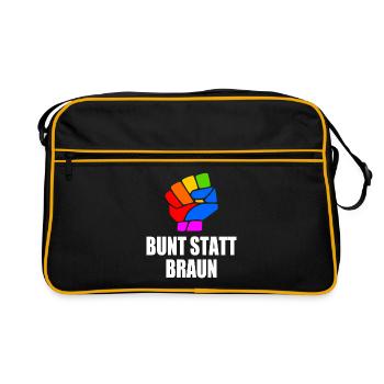 bunt statt braun - Retro Tasche - Schwarz/Gold - Vorne