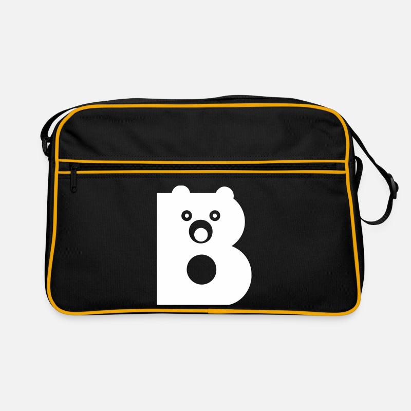 B Letter white Vectorgraphic Retro Tasche