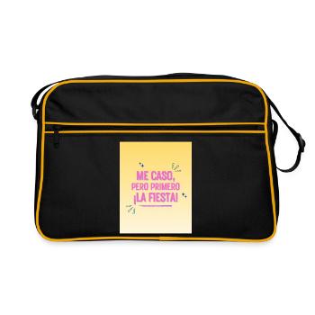 Citation amusante de fête et d’amitié - Sac Retro - noir/or - Devant