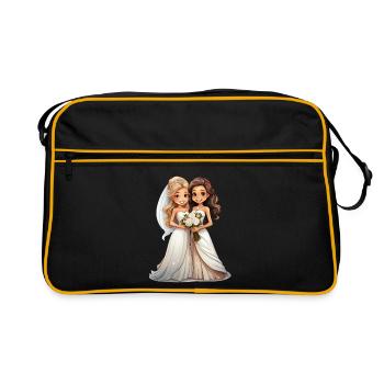 Les mariés lesbiens pendant le mariage - Sac Retro - noir/or - Devant