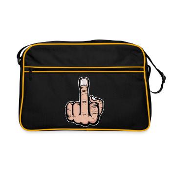 Middle finger stinky finger design used look - Retro Bag - black/gold - Front