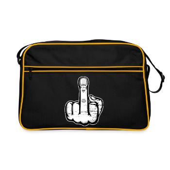 Middle finger stinky finger design white used - Retro Bag - black/gold - Front