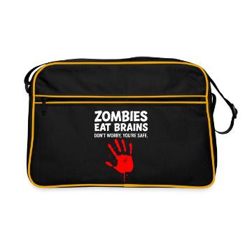 Zombies eat brains - Don ́t worry, you ́re safe. - Retro Bag - black/gold - Front
