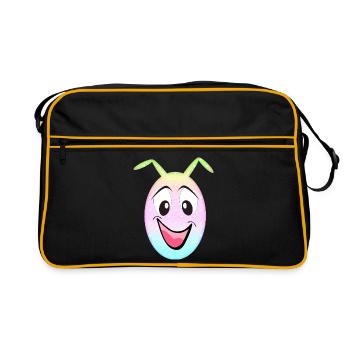 Pastel Cœurs Sourire Œuf Kawaii - Sac Retro - noir/or - Devant