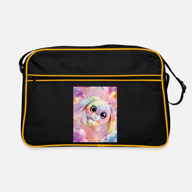 Rainbow cuddly bunny in the magic room Retro Bag