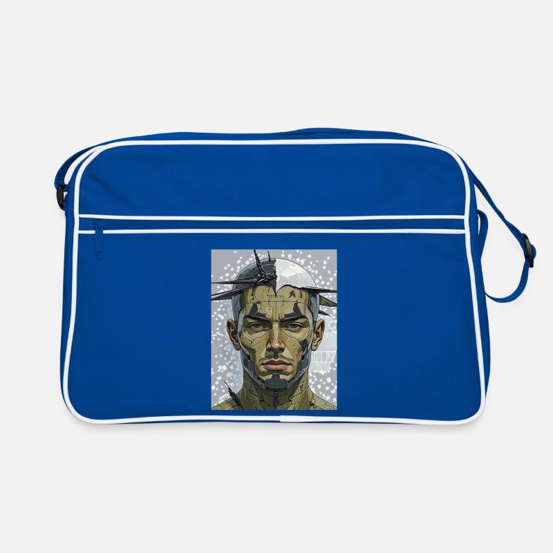 Zerbrochener Cyborg Kopf Retro Tasche