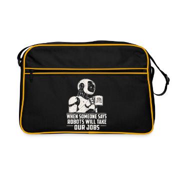 Roboter 404: Roboter übernehmen unsere Jobs - Retro Tasche - Schwarz/Gold - Vorne