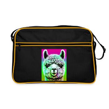 Alpaka - Retro Tasche - Schwarz/Gold - Vorne