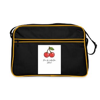Kirsch-Vibes Süße Momente - Retro Tasche - Schwarz/Gold - Vorne