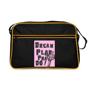 Dream Plan Pray Do Pink Cross - Retro Bag - black/gold - Front