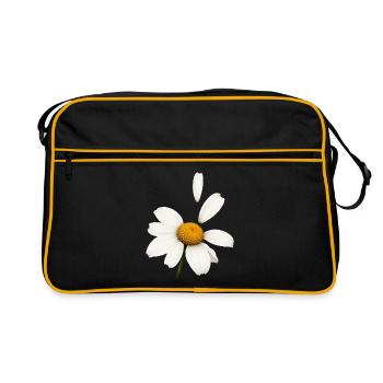 Marguerite avec un design de pétales volants - Sac Retro - noir/or - Devant