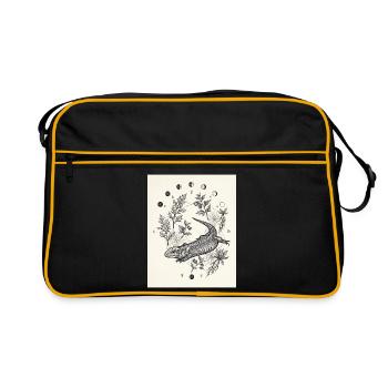 Alchemie-Echsenskelett - Retro Tasche - Schwarz/Gold - Vorne