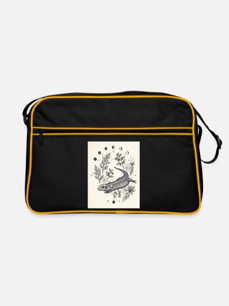 Alchemie-Echsenskelett - Retro Tasche - Schwarz/Gold