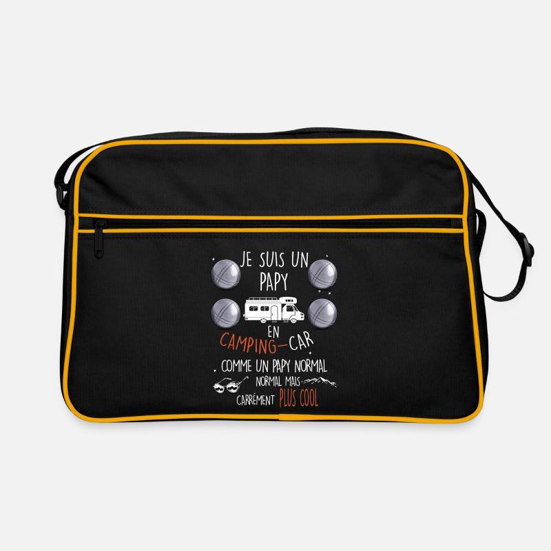 Camping car et pétanque, papy cool - Sac Retro - noir/or