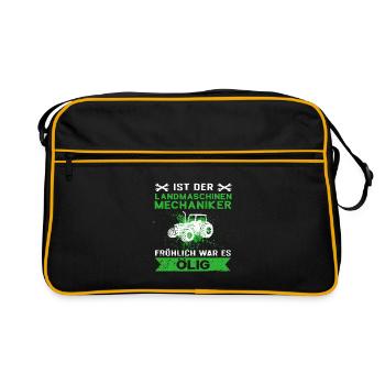 Landmaschinenmechaniker Landmaschinen Beruf Spruch - Retro Tasche - Schwarz/Gold - Vorne