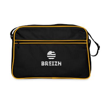 Drapeau Bretagne Texte Breizh pour Breton - Sac Retro - noir/or - Devant