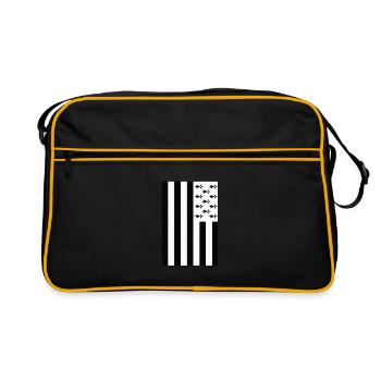 Flag of Brittany Vertical Breton Gift - Retro Bag - black/gold - Front