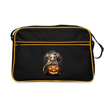 Maus Halloween - Retro Tasche - Schwarz/Gold - Vorne