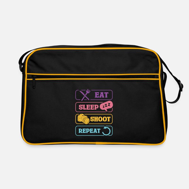 Eat Sleep Shoot Repeat Camera Motif Retro Bag