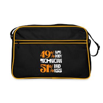 49% Automechaniker 51% Bad Ass Humor - Retro Tasche - Schwarz/Gold - Vorne